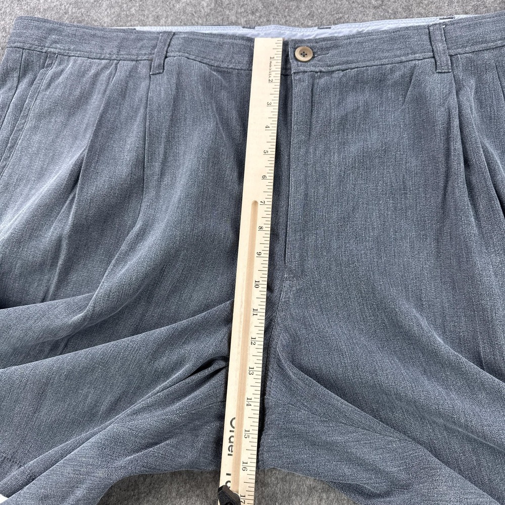 Tommy Bahama Shorts Mens 48 Ink Blue Havana Herringbone 2 Pleat Silk Blend - Picture 10 of 15